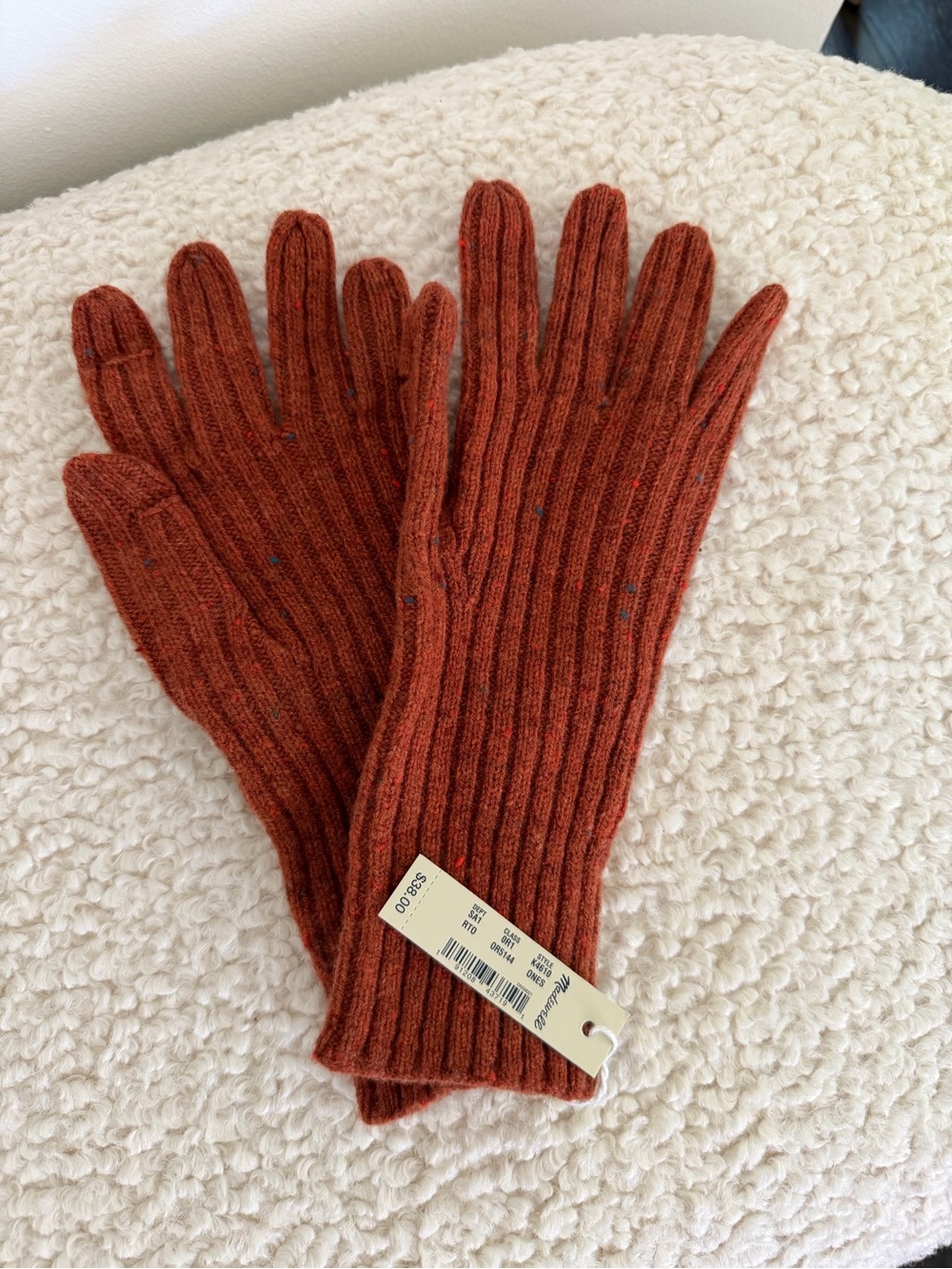Madewell Ribbed Knit Gloves - Rust Orange